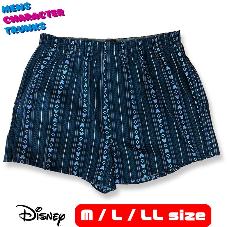 Disney ディズニー ミッキー 和柄 トランクス M L LL パンツ メンズ 綿100% 紺 ネイビー 可愛い かわいい 下着 キャラクター 大きいサイズ｜netshop-est