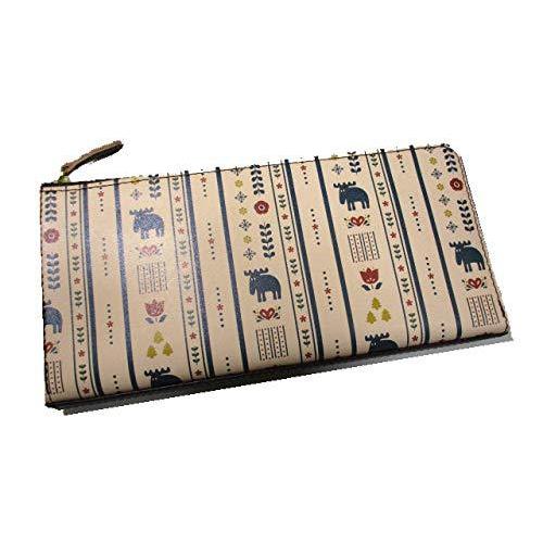 財布 レディース 長財布 L型ファスナー Moz 財布 モズ かわいいエルクスリムデザイン ブランド かわいいエルクスリムデザイン 長財布 本革 コラボ企画キーホルダー付き ヌメ革 ネットショップmomo ナチュラル A B0874gxkd2 2326 安い特売中の