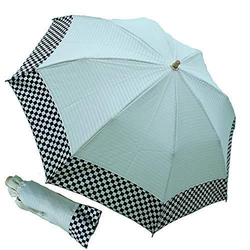 魅力的な価格 マサキ 晴雨兼用傘 折りたたみ傘 無地x市松格子 切継ぎ Uv防止加工付き 綿100 日本製 ベージュ 雨傘 Baskincoffee Vicom Corp Com