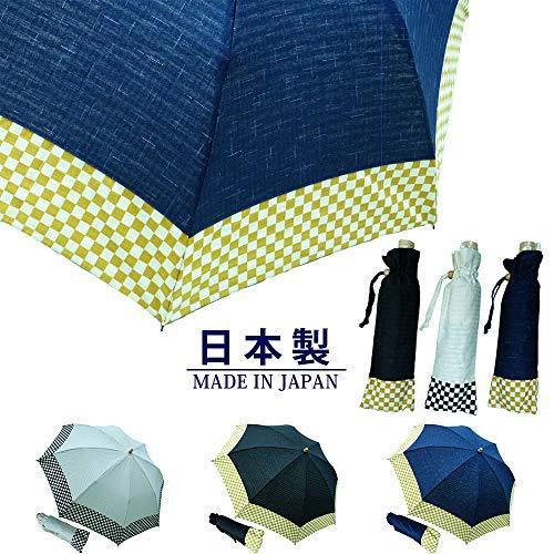 魅力的な価格 マサキ 晴雨兼用傘 折りたたみ傘 無地x市松格子 切継ぎ Uv防止加工付き 綿100 日本製 ベージュ 雨傘 Baskincoffee Vicom Corp Com