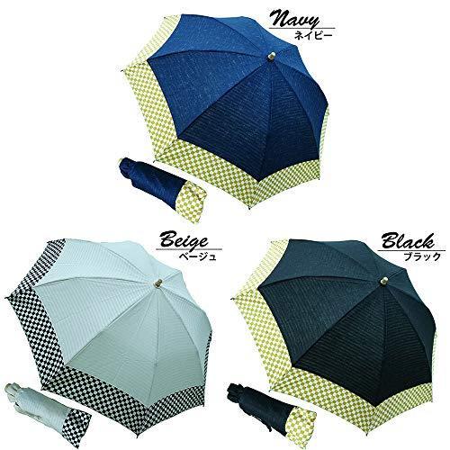 魅力的な価格 マサキ 晴雨兼用傘 折りたたみ傘 無地x市松格子 切継ぎ Uv防止加工付き 綿100 日本製 ベージュ 雨傘 Baskincoffee Vicom Corp Com