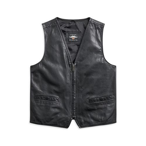 Harley Davidson スリムフィットレザーベスト Mサイズ 97010-21VH（US 