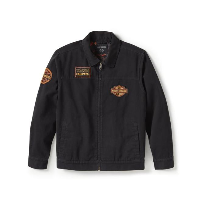 Harley-Davidson ブラック ジャケット M Start Your Enginesレザーレーシングジャケット -ハーレー