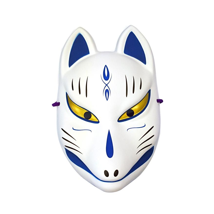 安心保障つき】お面 狐面 （青柄／壱） きつね マスク コスプレ