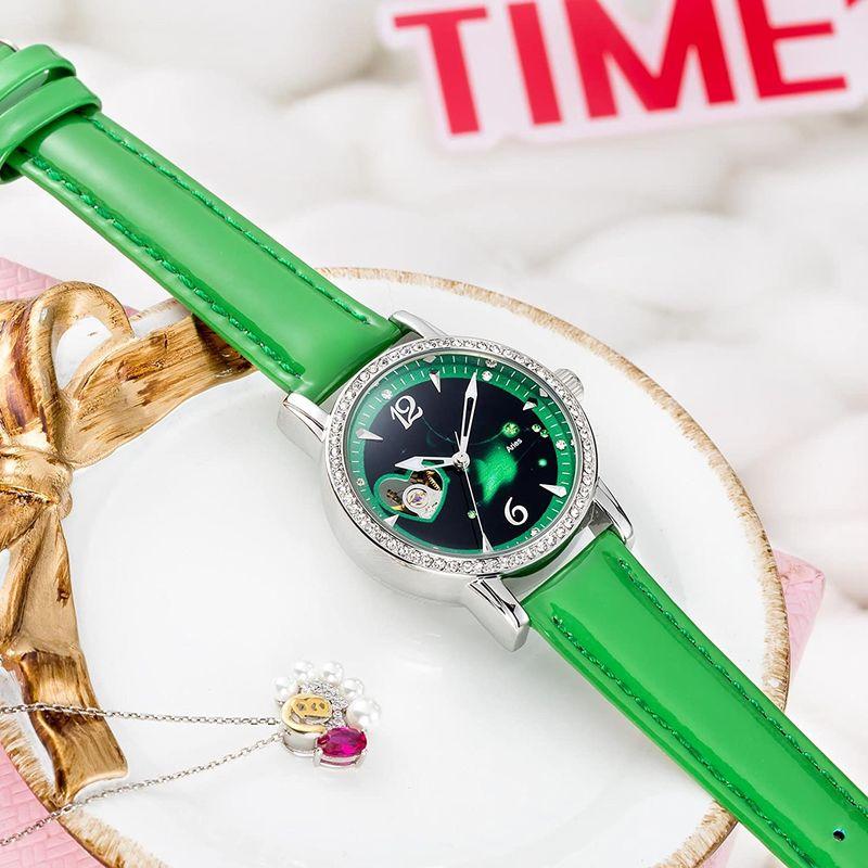 腕時計、アクセサリー レディース腕時計 Time100 星座 腕時計 レディース 夜光ハート型インデックス 機械式 