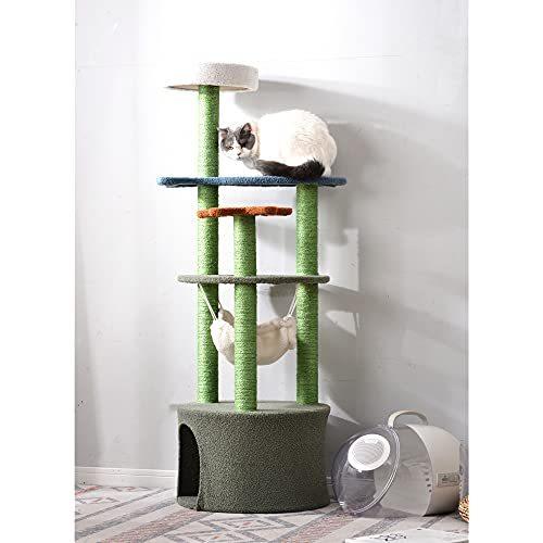 特価ブランド Lyho 据 室内 スリム 省スペース 爪とぎ 麻紐 ハウス 猫 おしゃれ ハンモック付き 猫タワー 大型猫 キャットタワー キャットタワー Luvih Com Au