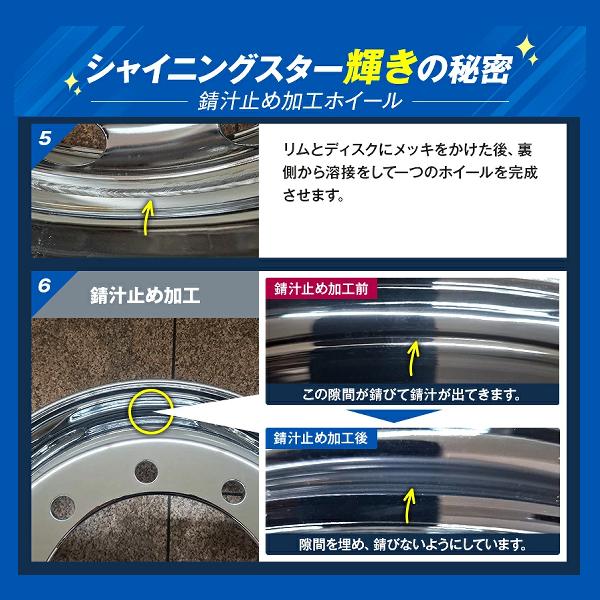 メッキホイール 19.5×6.75 8穴 オフセット147 PCD285 フロント用 JIS