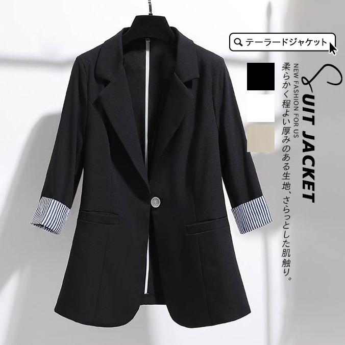 テーラードジャケット スーツジャケット レディース 夏 薄手 切り替え 落ち感 単品 オフィス 通勤 7分袖 綿麻混 涼しい 洗える きれいめ 美ライン マーケティング