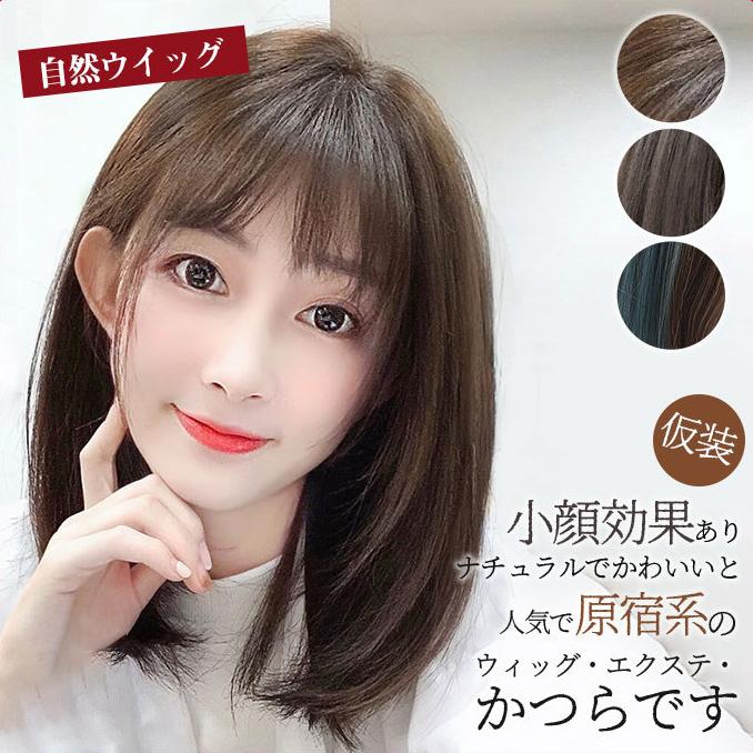 ウィッグ セミロング ミディアム かつら フルウィッグ 自然ウイッグ レディース ストレート コスプレ変装 仮装 メッシュ パーティー カール