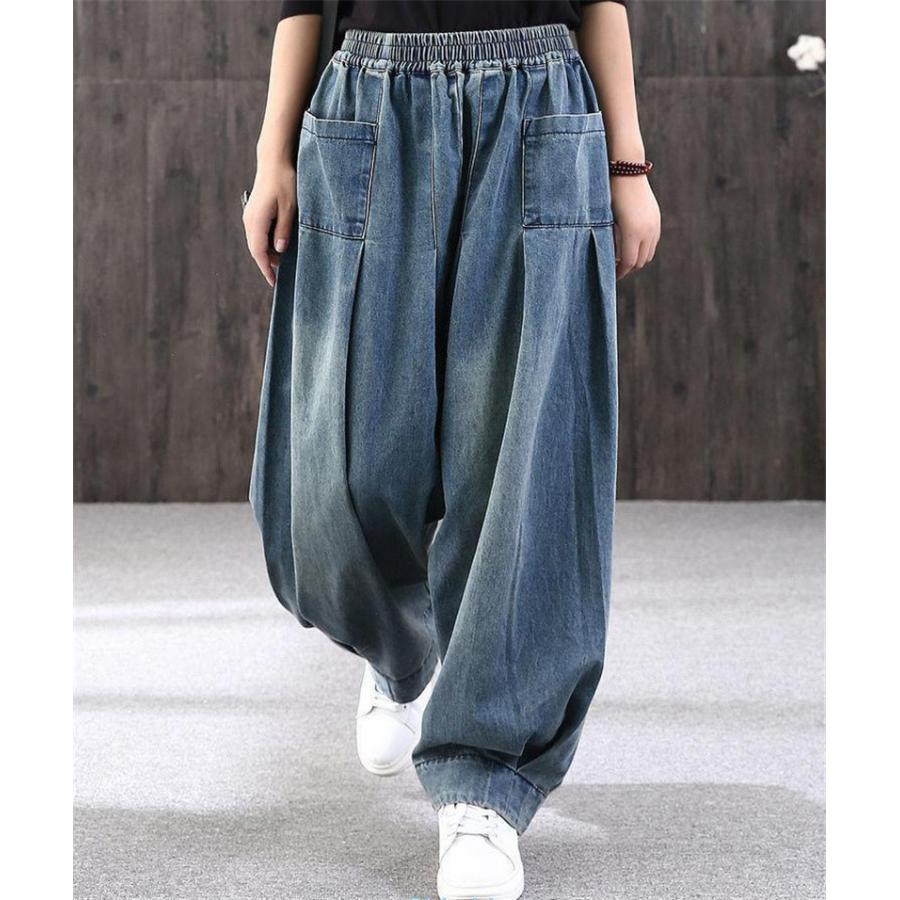 【中古品】ストレートデニム　サルエルパンツ 爆買 デニムパンツ サルエルパンツ レディース ジーンズ テーパード