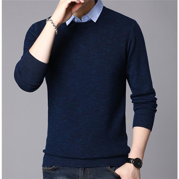 祝日 ニットセーター セーター メンズ 重ね着 襟付き ニット ビジネス 長袖 紳士服 プルオーバー シャツ トップス カジュアル 無地 秋服 春物 Supplystudies Com