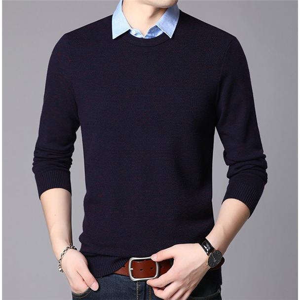 祝日 ニットセーター セーター メンズ 重ね着 襟付き ニット ビジネス 長袖 紳士服 プルオーバー シャツ トップス カジュアル 無地 秋服 春物 Supplystudies Com