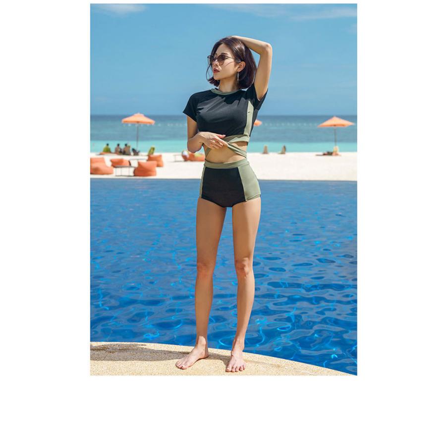 送料無料でお届けします フィットネス水着 レディース 水着 セパレーツタイプ ジム用水着 上下2点セット ヨガ トレーニング おしゃれ セパレート 競泳水着 半袖 送料無料 Aynaelda Com