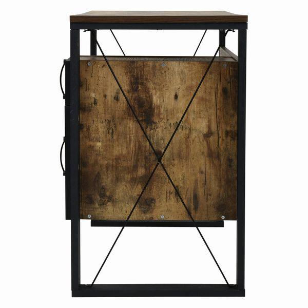 ブルックリンスタイル デスク 幅90cm 奥行45cm 広々天板 引出し付き カフェ レトロ ヴィンテージ風 パソコン 事務 書斎 ブラック×ブラウン |  | 04