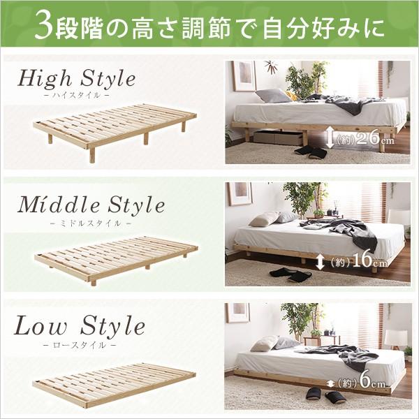 3段階高さ調整 総ひのき脚付き すのこベッド フレームのみ 3段階高さ調整 総ひのき脚付き すのこベッド フレームのみ