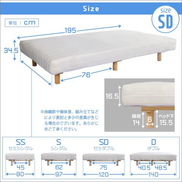 おしゃれな脚付きマットレスベッド ポケットコイル セミダブル ロール梱包で搬入簡単 すのこ構造 ソファにも ブラウン ネイビー ホワイト｜netshopzero｜02