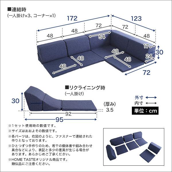 組み替え自由なフロアソファ コーナーソファ 4パーツ 2セット 組み替え自由なフロアソファ コーナーソファ 4パーツ 2セット
