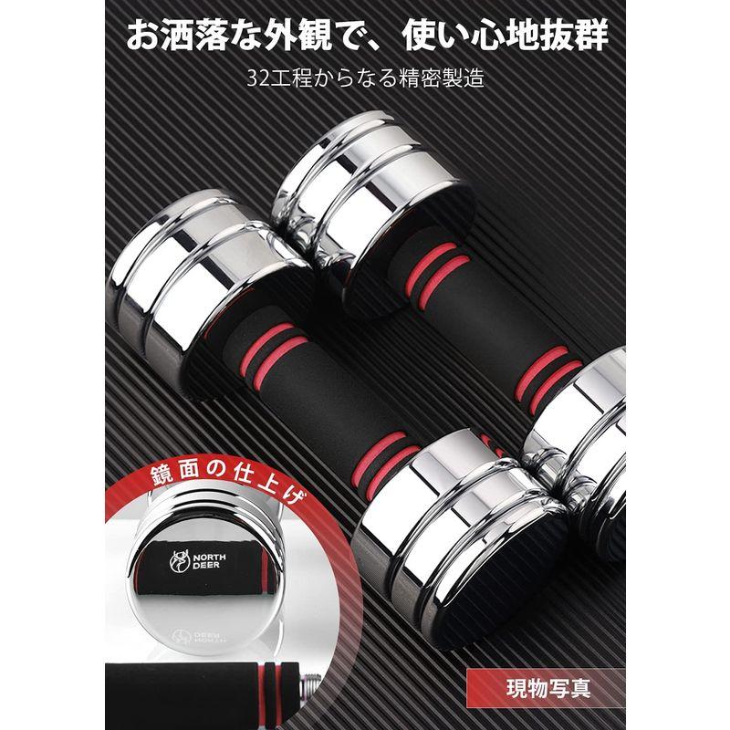 公式Northdeer ダンベル 可変式 小型 スチール製 10kg (5kg/7kg/8kg/10kg) ?面の仕上げ クロームメッキ 家 ダンベル 可変式 小型 スチール製 10kg 5kg/7kg/8kg/10kg 面の仕上げ クロームメッキ 　