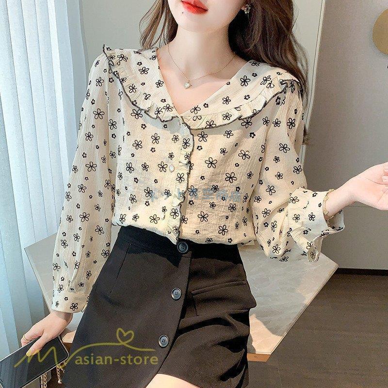 ブラウス シャツ レディース トップス 春 秋 トップス 韓国風 小花柄 上品 Vネック 長袖ブラウス きれいめ 長袖 カジュアルブラウス エレガント かわいい 新作 Kk0110 Yaayuu307 Strawberry Campus 通販 Yahoo ショッピング