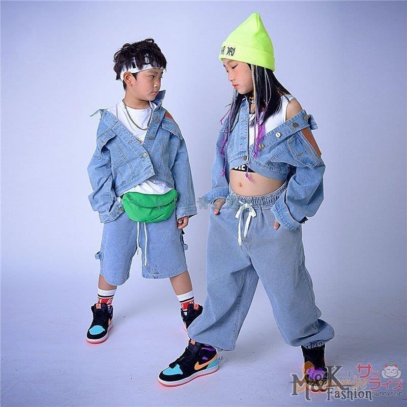 キッズ ダンス衣装 セットアップ デニムジャケット ショートパンツ 女の子 男の子 舞台服 ロングパンツ 演出服 ステージ衣装 練習着 体操服 賜物 キッズ ダンス衣装 セットアップ デニムジャケット ショートパンツ 女の子 男の子 舞台服 ロングパンツ 演出服 ステージ衣装 練習着 体操服 賜物