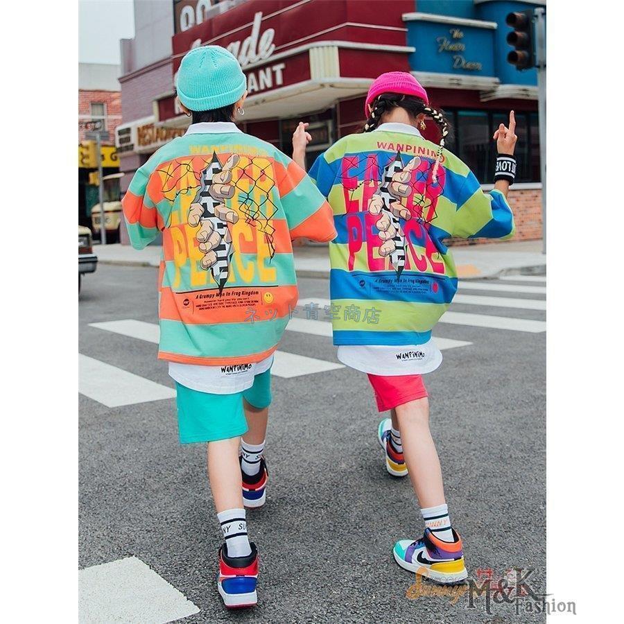 国内外の人気 ヒップホップ デニムパンツ ショートパンツ Tシャツ ポロ ストライプ 半袖 キッズダンス衣装 男の子 発表会 原宿 練習着 Hippop ステージ衣装 舞台服 女の子 レッスンウエア サイズ 130cm Pathwaysfl Org