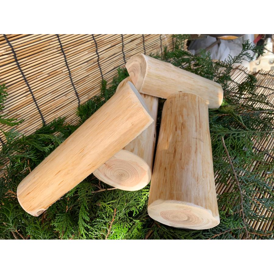 丹波ヒノキ 丸太3本セット 皮剥ぎ 直径11〜8cm 長さ約20cm : 丹波木材