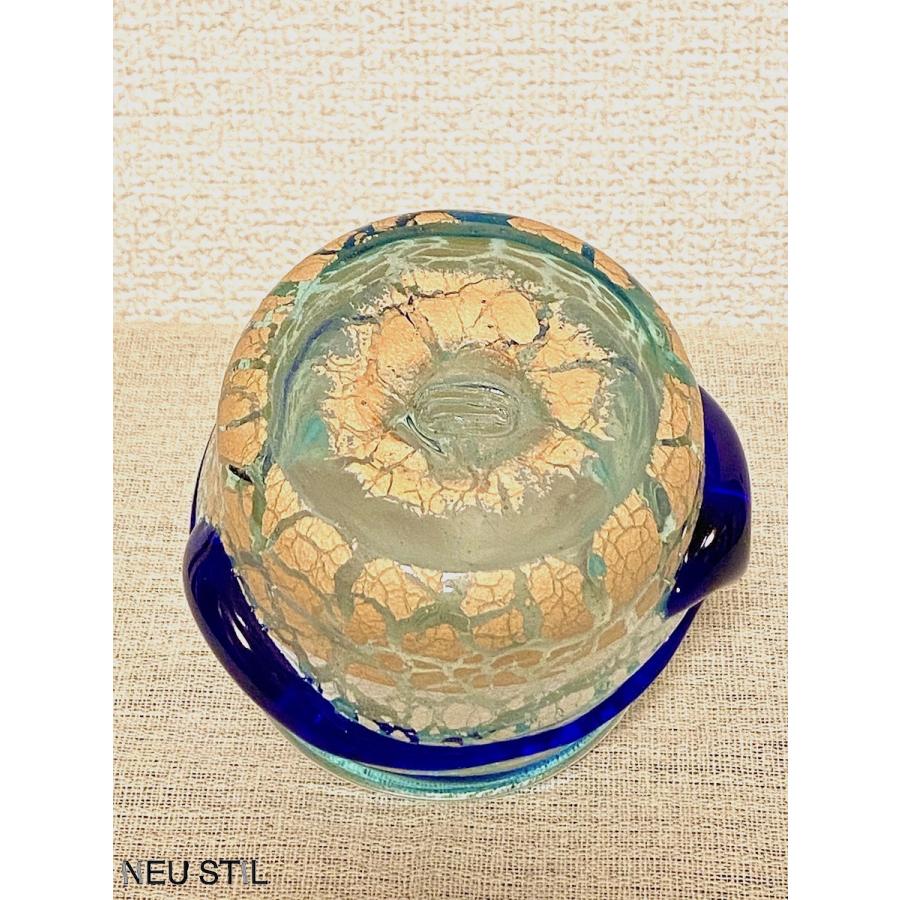 琉球ガラス グラス 稲嶺盛一郎 ロックグラス 水色 土紋 波巻き 母の日
