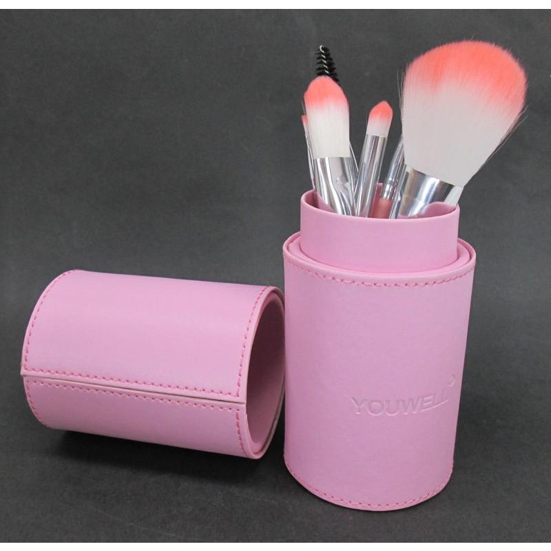 メイクブラシ 化粧筆 7本セット レザー風 筒型ホルダーケース付き ピンク Mta0036c030 ノイシュタットyahoo 店 通販 Yahoo ショッピング