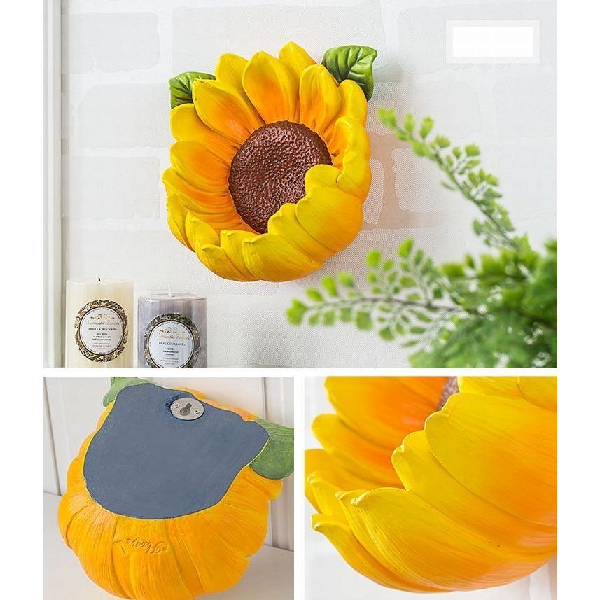 大きな取引 小物入れ 壁掛けオブジェ 色鮮やかな一輪の花 ヒマワリ 丸まった花びら オブジェ 置き物 Www Sustentec Com Br