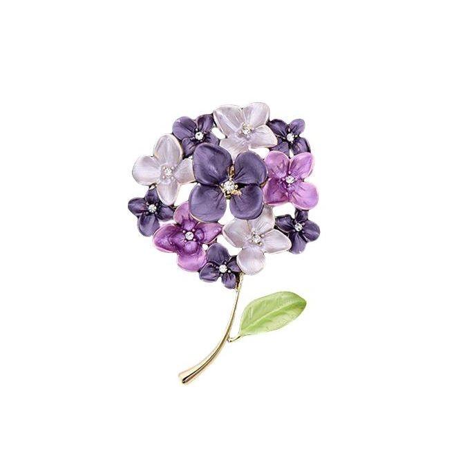 ブローチ アジサイ 葉っぱ付き ラインストーン装飾 パープル Mta2595c029 ノイシュタットyahoo 店 通販 Yahoo ショッピング