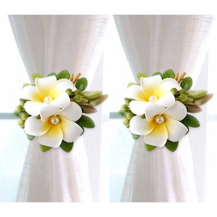 カーテンタッセル クリップ プルメリア 造花 リーフ パール風装飾 2個セット Mta3007c051 ノイシュタットyahoo 店 通販 Yahoo ショッピング