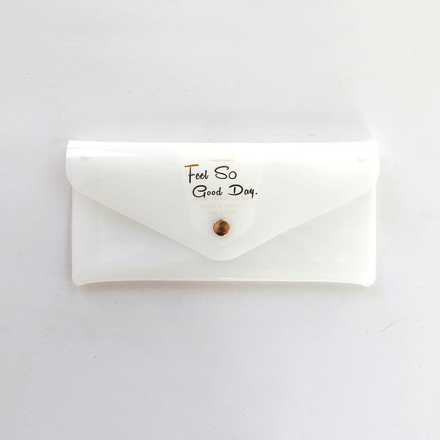 ペンケース クリア Feel So Good Day スナップボタン スライダー付きポケット ホワイト Mta3257c015 ノイシュタットyahoo 店 通販 Yahoo ショッピング