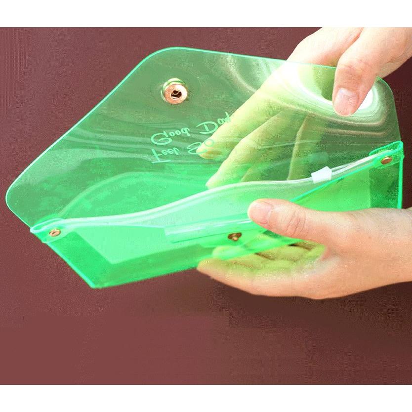 ペンケース クリア Feel So Good Day スナップボタン スライダー付きポケット グリーン Mta3258c015 ノイシュタットyahoo 店 通販 Yahoo ショッピング