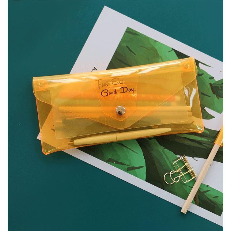 ペンケース クリア Feel So Good Day スナップボタン スライダー付きポケット オレンジ Mta3259c015 ノイシュタットyahoo 店 通販 Yahoo ショッピング
