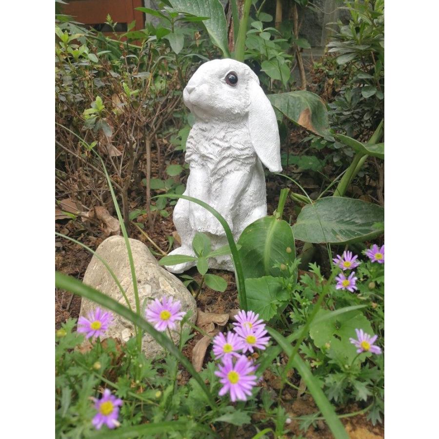 ガーデンオブジェ たれ耳のウサギ 立ち姿 ホワイト 爆買い