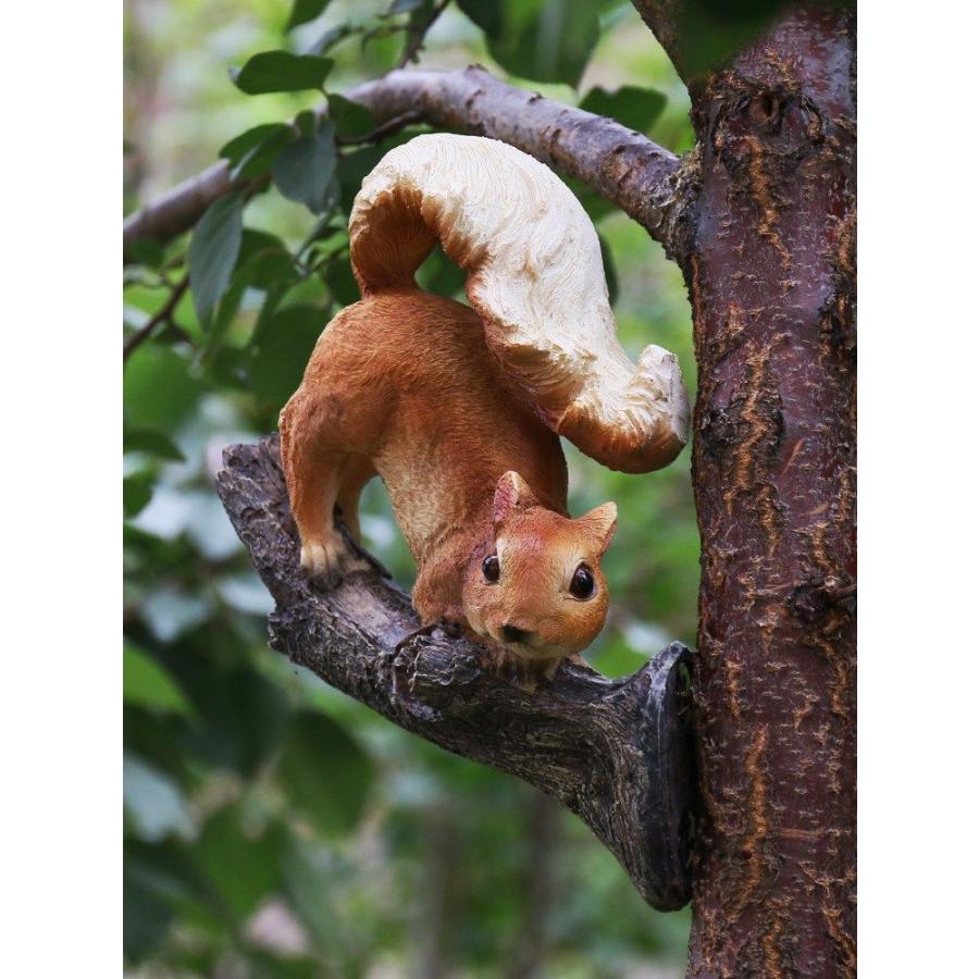 ガーデンオブジェ 大きな尻尾のリスさん 左右2個セット 木登り 贈り物 木登り