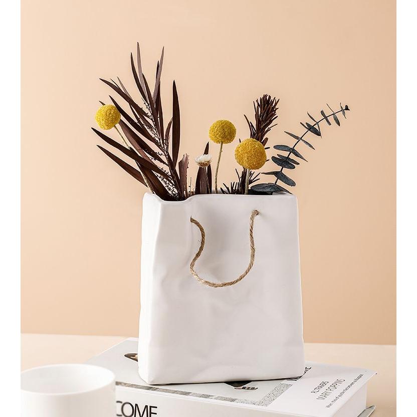 紙袋モチーフ フラワーベース 陶器製