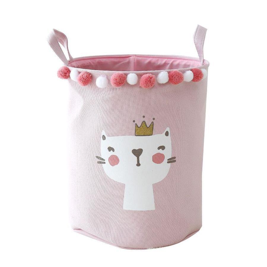 ストレージバスケット 小物入れ 動物のイラスト ボンボンの装飾 円柱型 持ち手つき ネコ Mta4473c042 ノイシュタットyahoo 店 通販 Yahoo ショッピング