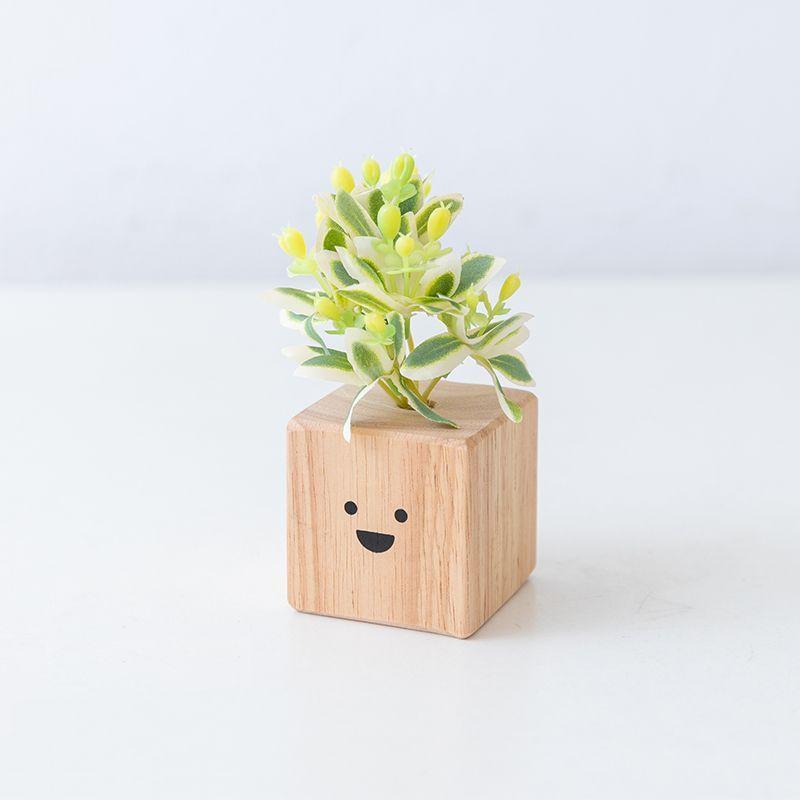 置物 フェイクグリーン 角型の木製の土台 顔のイラスト付き Aタイプ Mta6753c018 ノイシュタットyahoo 店 通販 Yahoo ショッピング