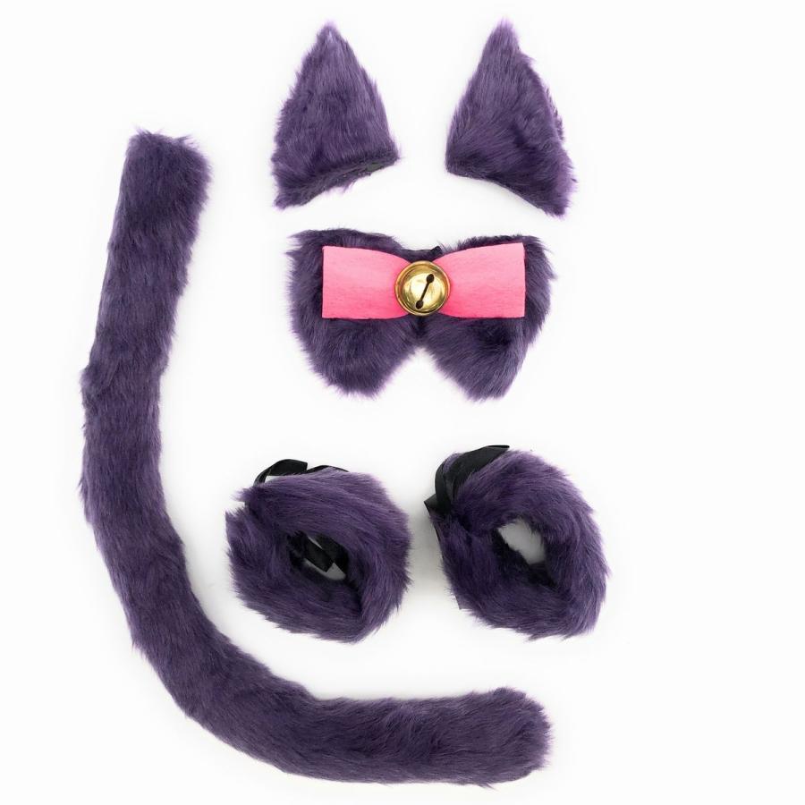 コスプレ 猫耳ヘアピン リボン 腕輪 しっぽ 4点セット パープル Nya0045c054 ノイシュタットyahoo 店 通販 Yahoo ショッピング