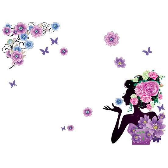 ウォールステッカー 美しい女性と花と蝶々 シルエット パープル系 Nya5540c013 ノイシュタットyahoo 店 通販 Yahoo ショッピング