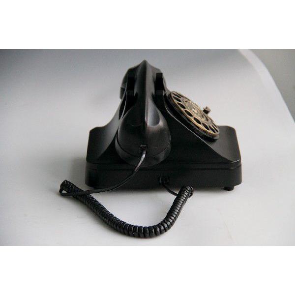 置物 電話機 電話器 黒電話風 ダイヤル式 ノスタルジック (ブラック 
