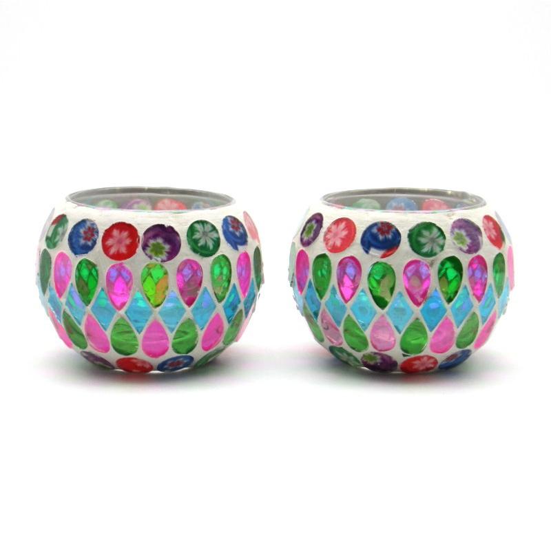 キャンドルホルダー カラフル 手作り飴風 装飾 モザイクガラス 小サイズ2個セット Nya9467c023 ノイシュタットyahoo 店 通販 Yahoo ショッピング
