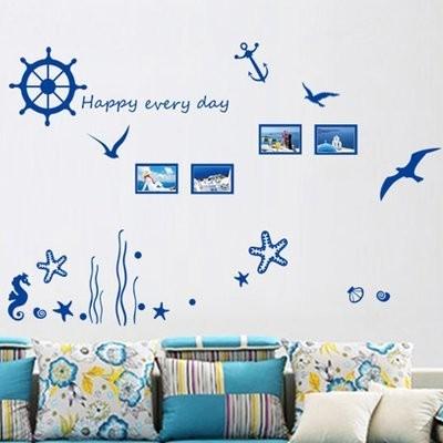 ウォールステッカー 爽やか ブルー マリン風 写真枠付き Nyb1696c009 ノイシュタットyahoo 店 通販 Yahoo ショッピング