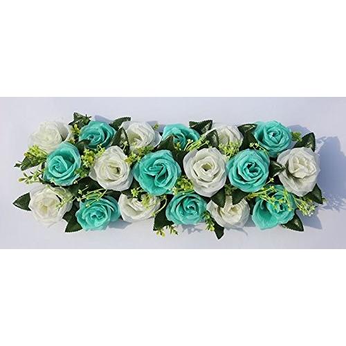 造花 パネル型 バラ 花18個 2個セット オフホワイト ミントブルー Nyb2792c025 ノイシュタットyahoo 店 通販 Yahoo ショッピング