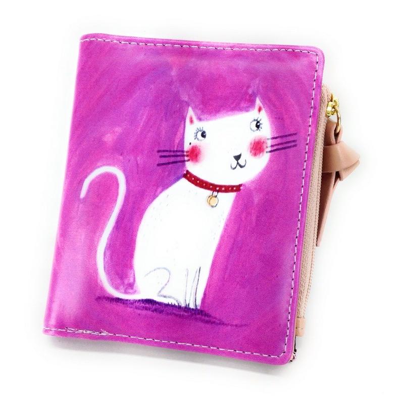 財布 二つ折り ほのぼの顔の白猫 ネコ イラスト Nyb4518c019 ノイシュタットyahoo 店 通販 Yahoo ショッピング