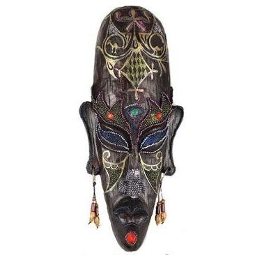 壁掛けオブジェ 古代アフリカ民族工芸風 カラフルマスク お面 (B 壁掛けオブジェ 古代アフリカ民族工芸風 カラフルマスク お面 (B