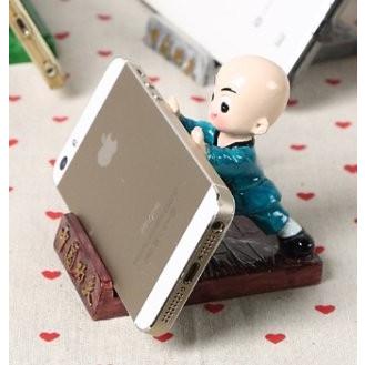 スマホスタンド カンフー坊や 坊主の少年 中国的 (ブルー) : ノイ 