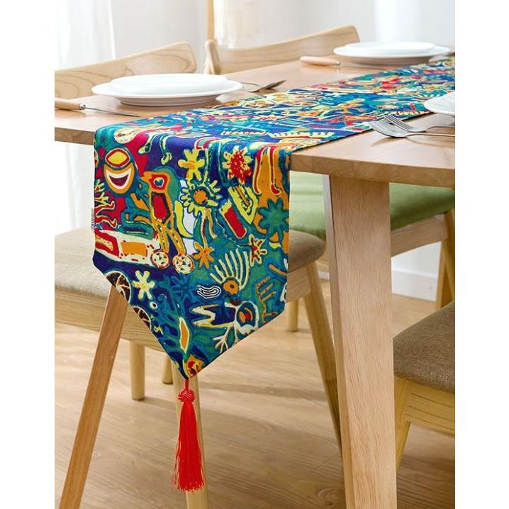 テーブルランナー 抽象的デザイン タッセル付き エスニック風 Nyc2158c040 ノイシュタットyahoo 店 通販 Yahoo ショッピング