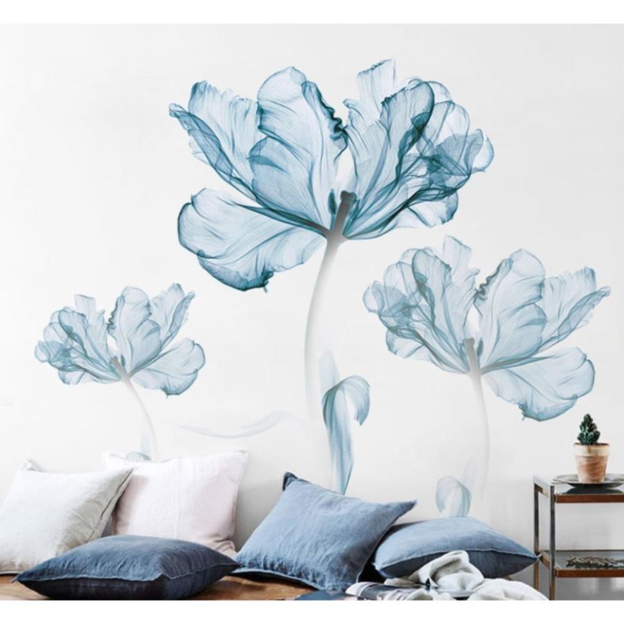 ウォールステッカー シックな色合い ブルーの花 水彩画風 3つの花 Nyc2198c018 ノイシュタットyahoo 店 通販 Yahoo ショッピング